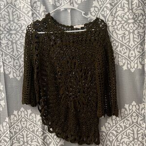 Chic Brown Crochet Poncho